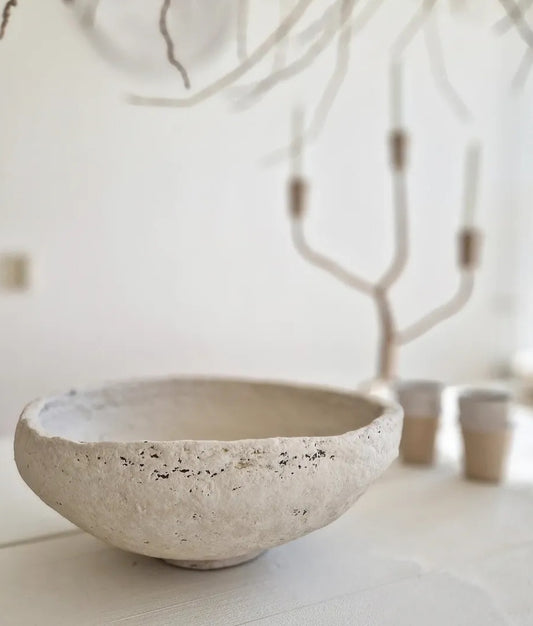 Handgemaakte Papier-Maché schaal Clay in neutrale kleitint