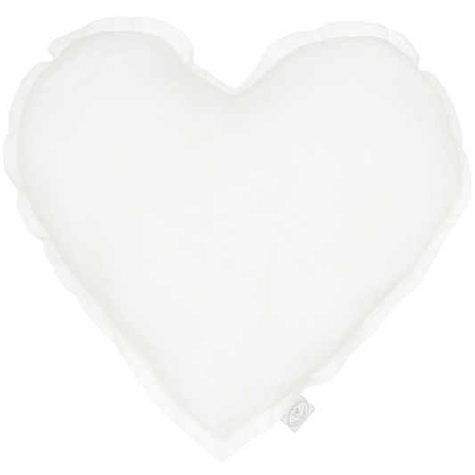 Cotton & Sweets linen heart cushion White