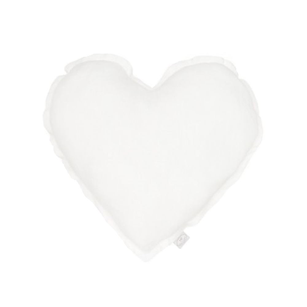 Cotton & Sweets Mini linen heart cushion White