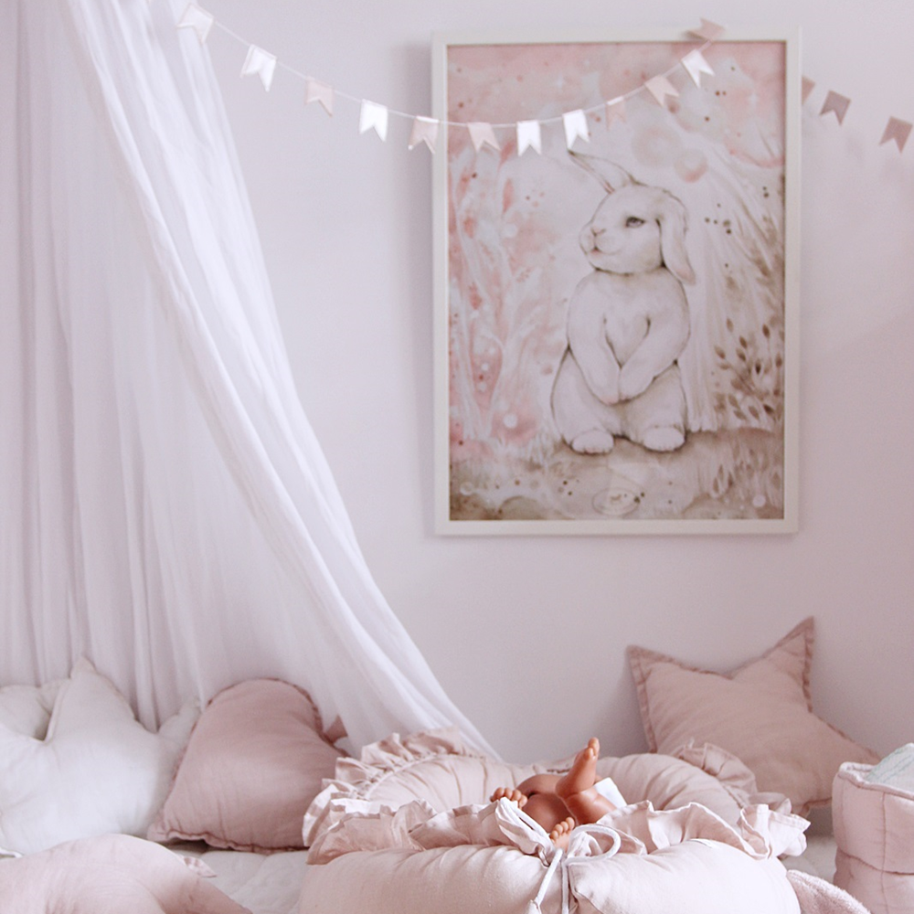 Cotton & Sweets linen star cushion Powder Pink Ø50cm