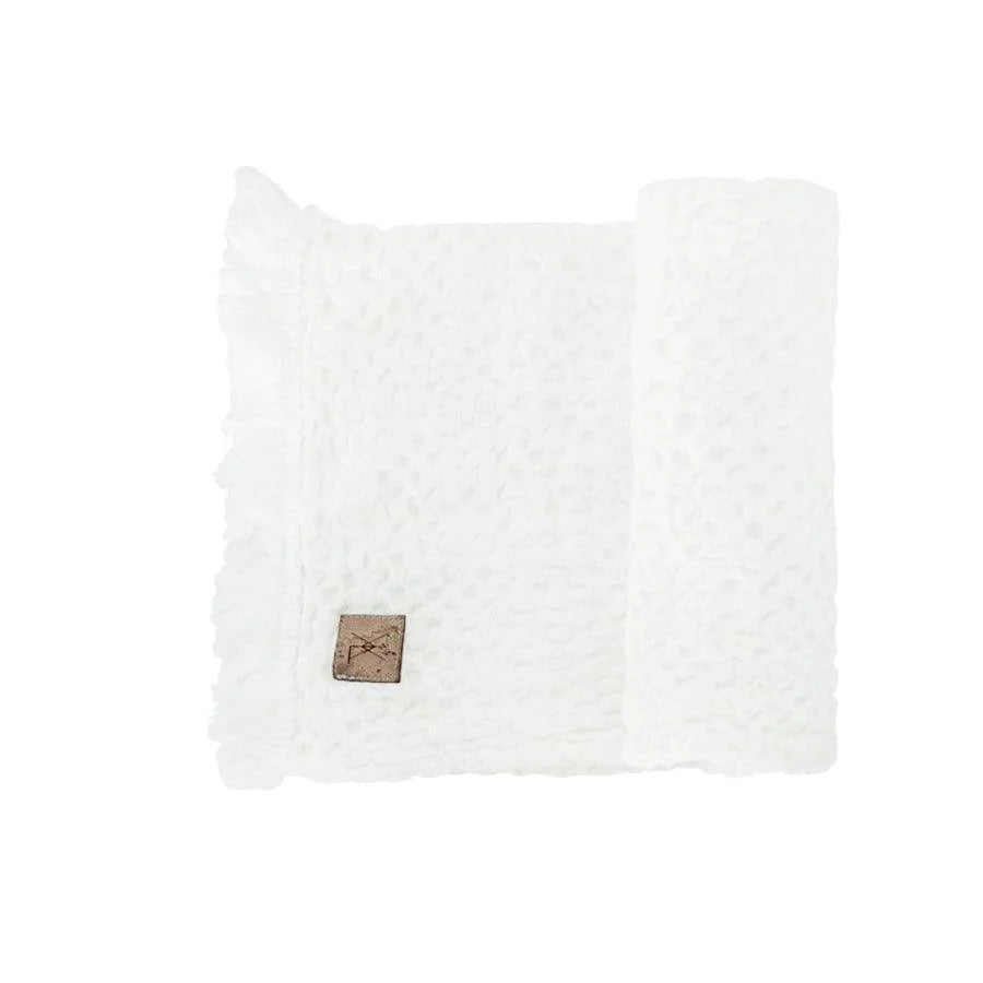 Linen waffle cloth Off-white with fringes 44x80cm