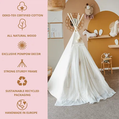 Princess Fairy Teepee Tent with Tulle