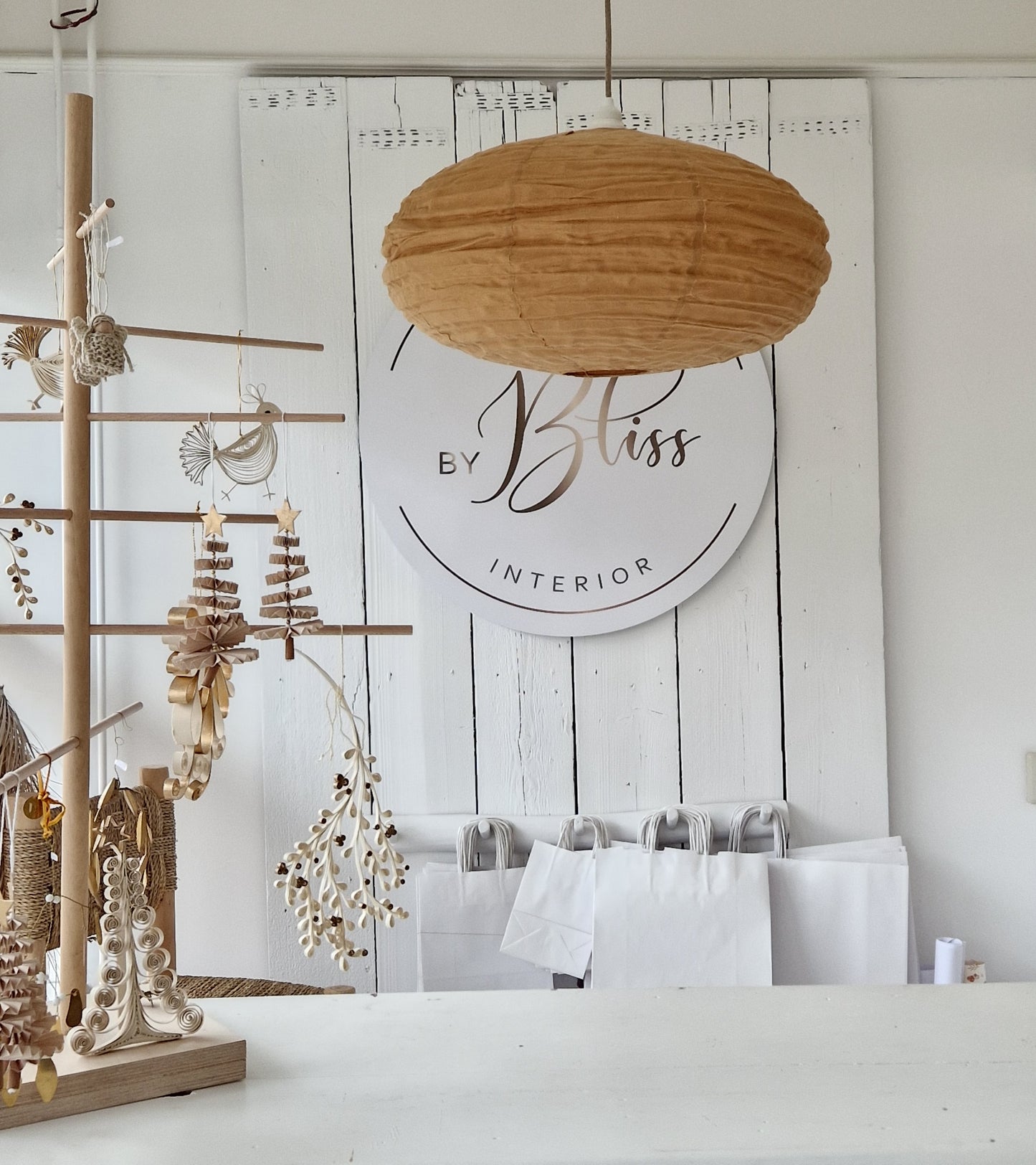 Linen lantern lamp Cinnamon Ufo