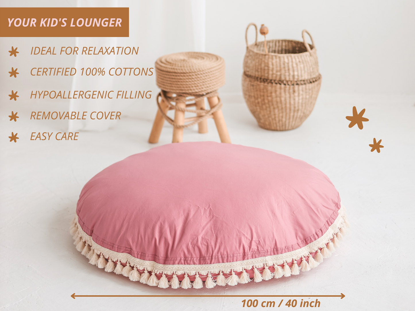 XL Boho floor cushion with tassels