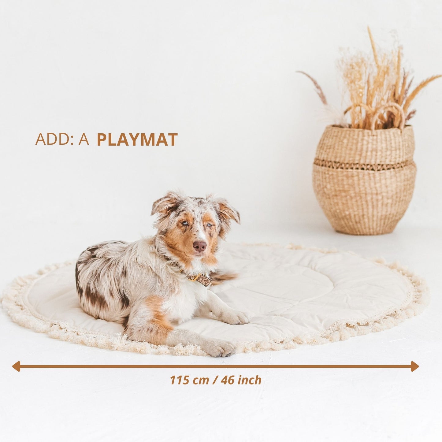 Boho quilted round floor mat with tassels