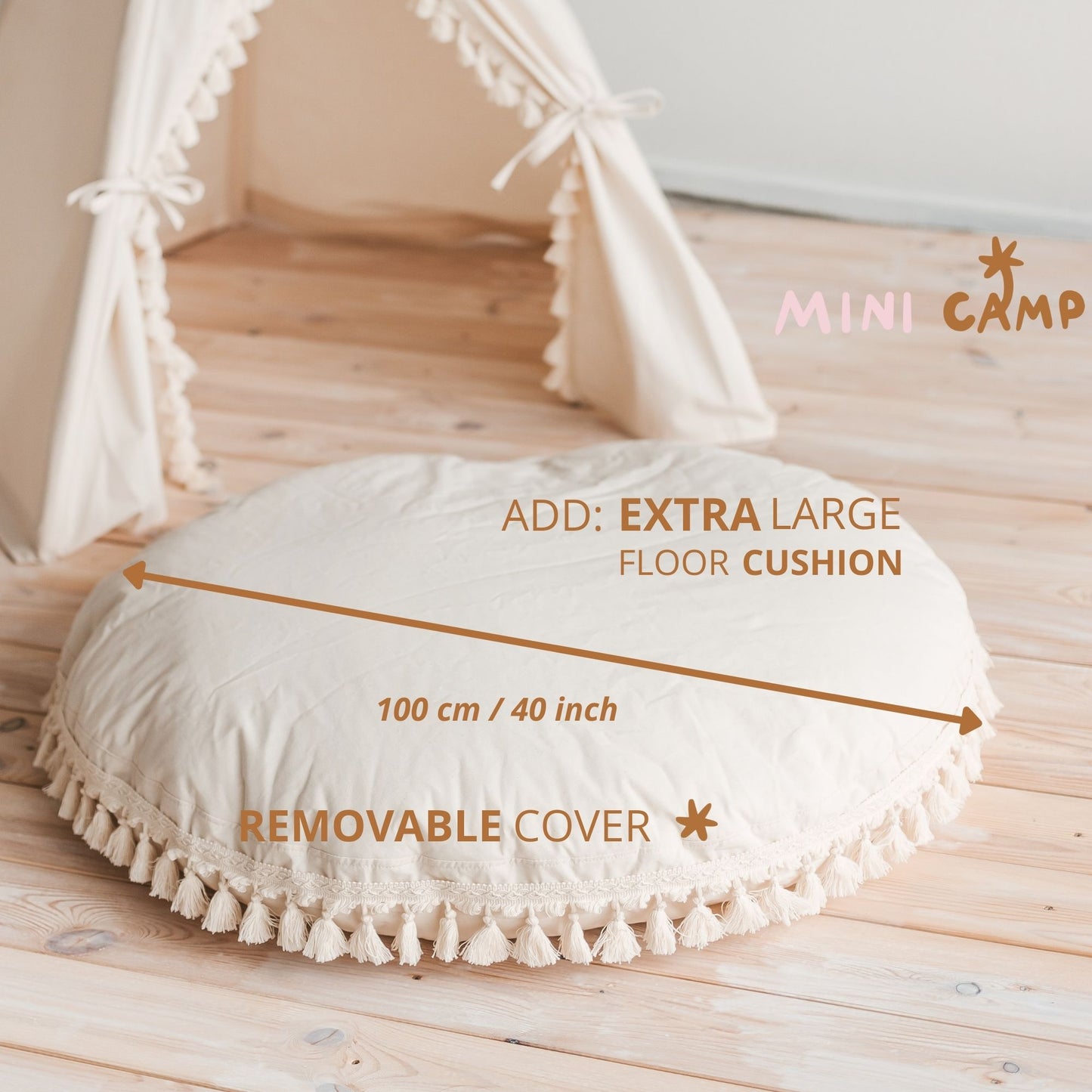 XL Boho floor cushion with tassels