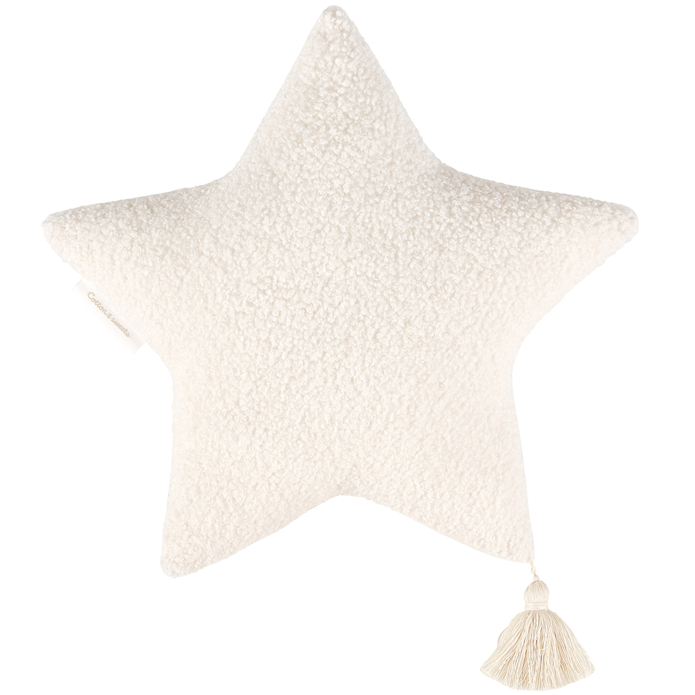 Cotton & Sweets Sheepskin Vanilla Star cushion with Tassel Ø50cm