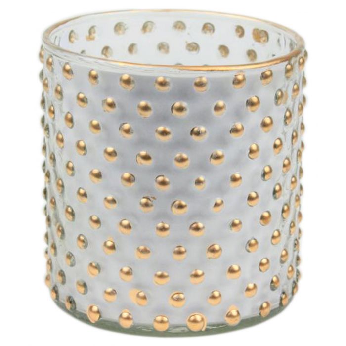Tea light holder golden dot 10.5 cm