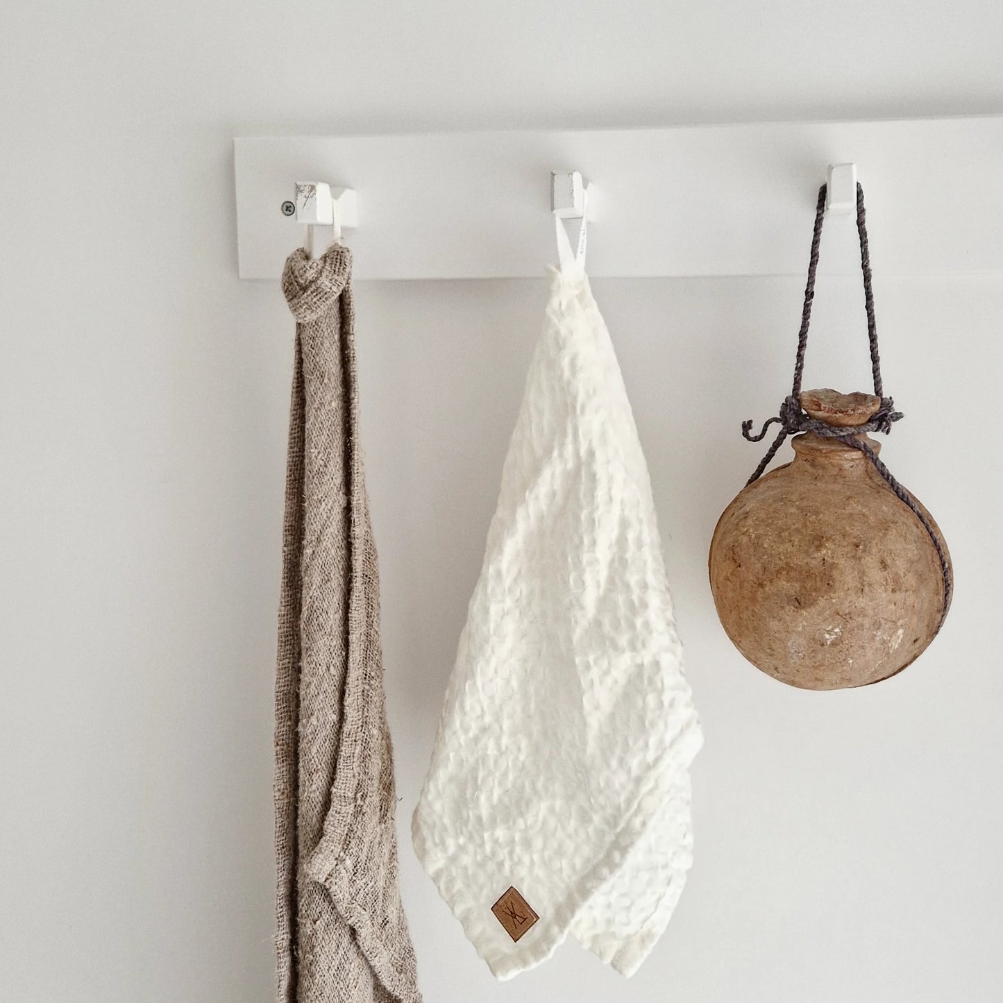 Linen waffle cloth Off White 30x50cm
