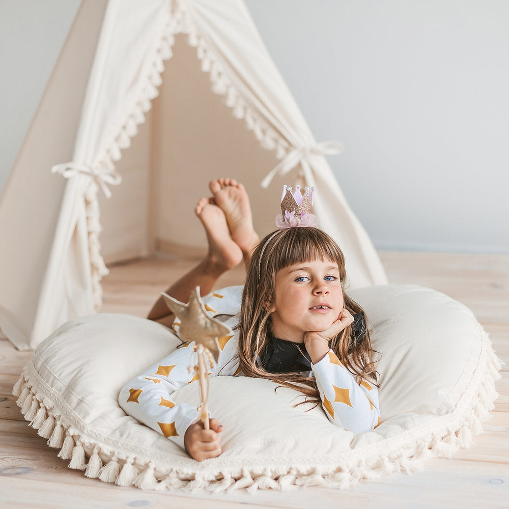 XL Boho floor cushion with tassels
