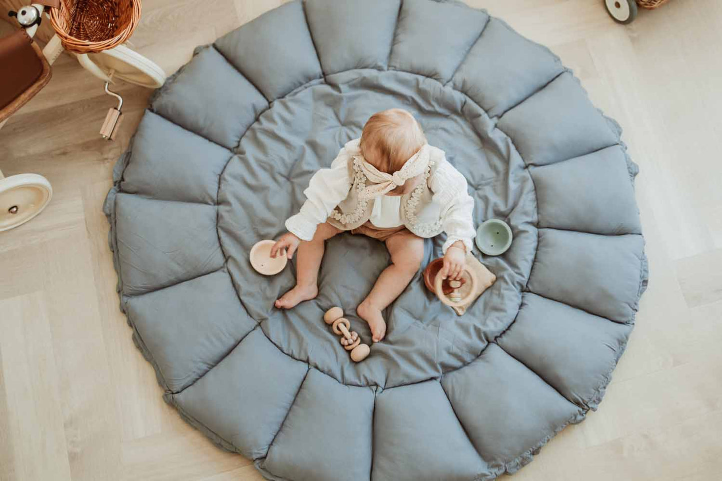 Bloom Dusty Blue Organic Babymat 3-in-1