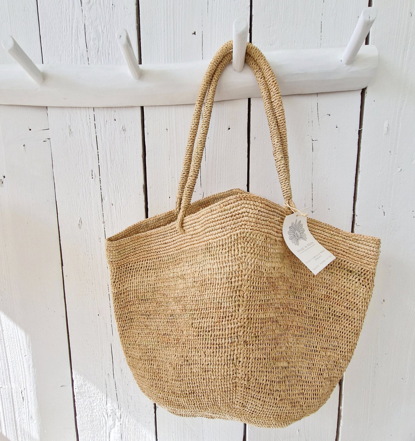 Gemma L Bag Naturel van Made in Mada stijlvolle raffia tas in naturel