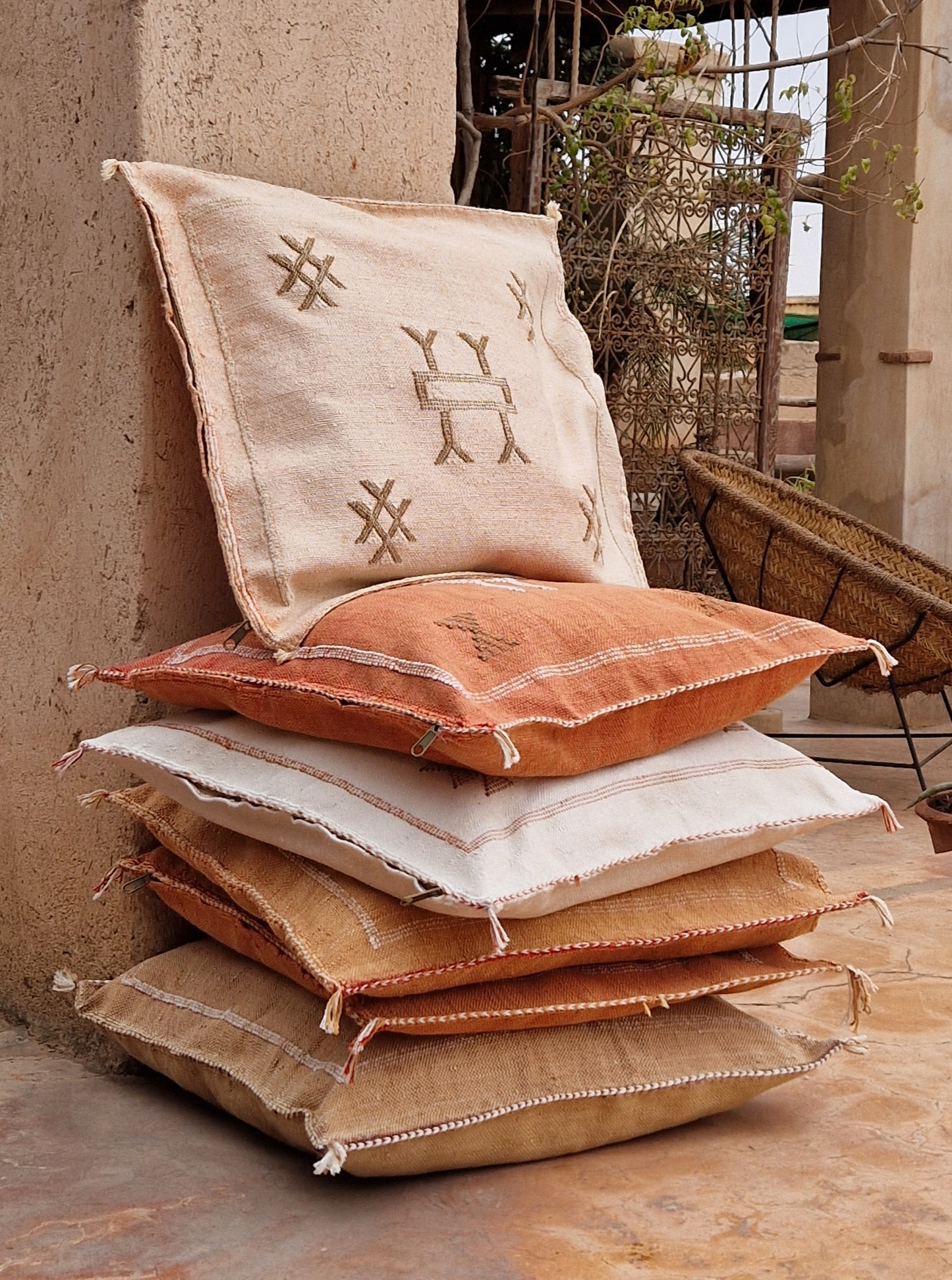 Sabra Silk cushion cover Terracotta