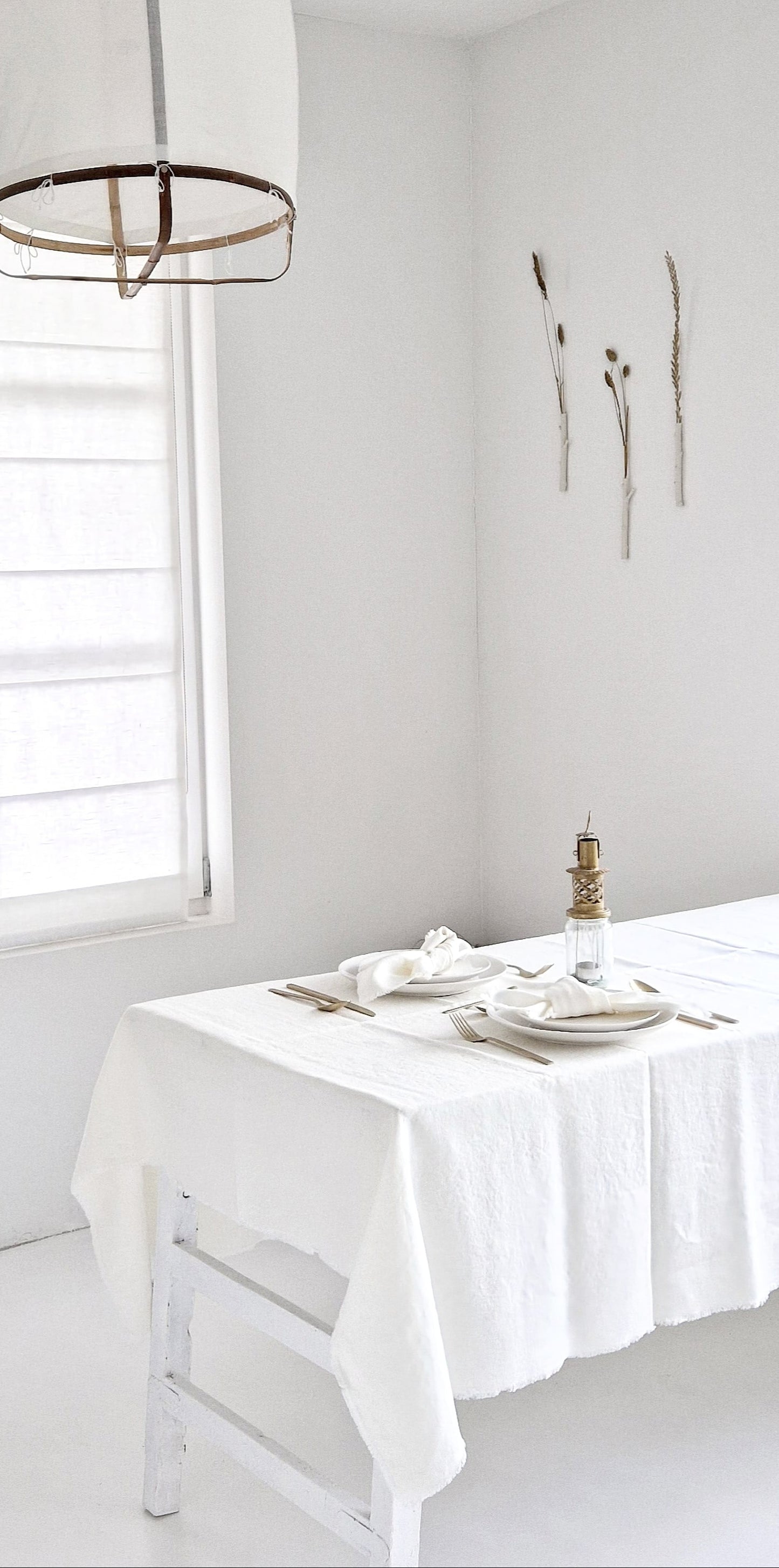 Linen napkins Off-White with fringes set of 2