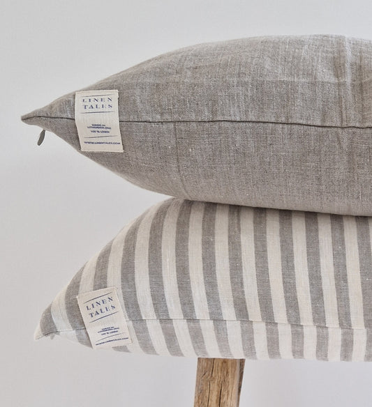 Linen cushion cover Striped Off-White/Natural 50x50