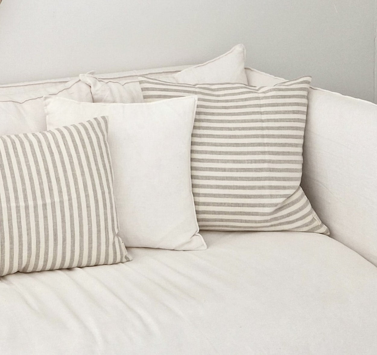 Linen cushion cover Striped Off-White/Natural 50x50