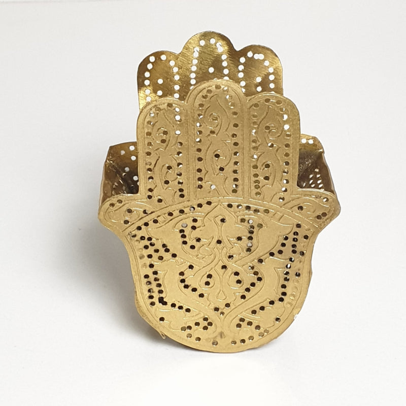 Goudkleurige waxine licht houder met filligrain patroon