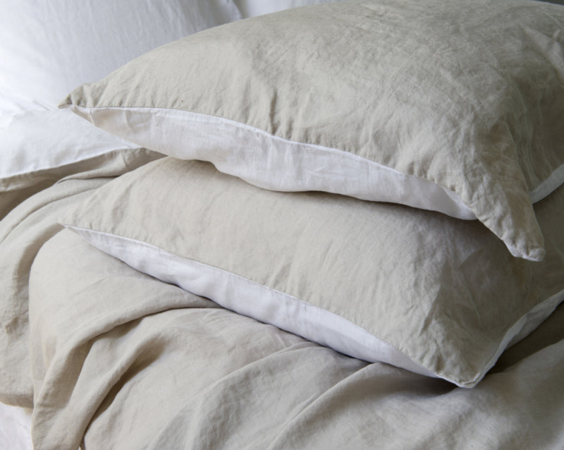 Linen duvet cover Belle in Duo Tone Natural/White