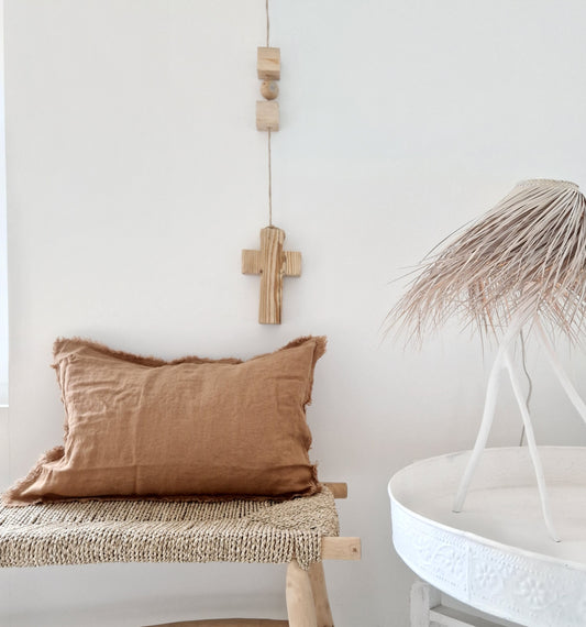 Linen cushion cover Malaga Cognac 40x60