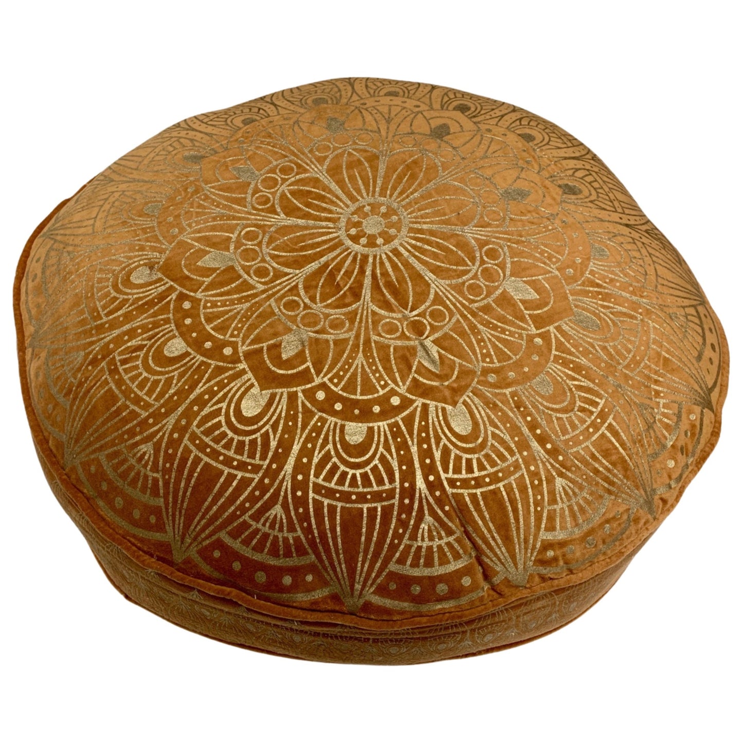 Floor cushion velvet Thai Curry with golden Lotus print