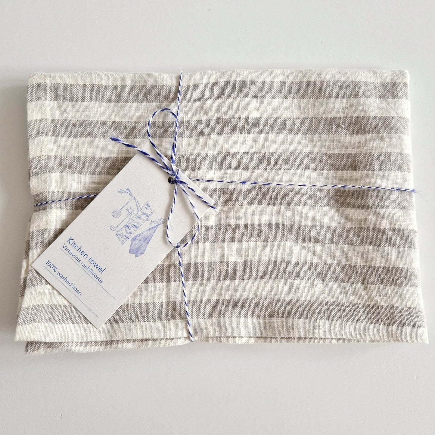 Linen Kitchen towel Stripe Off White/Natural