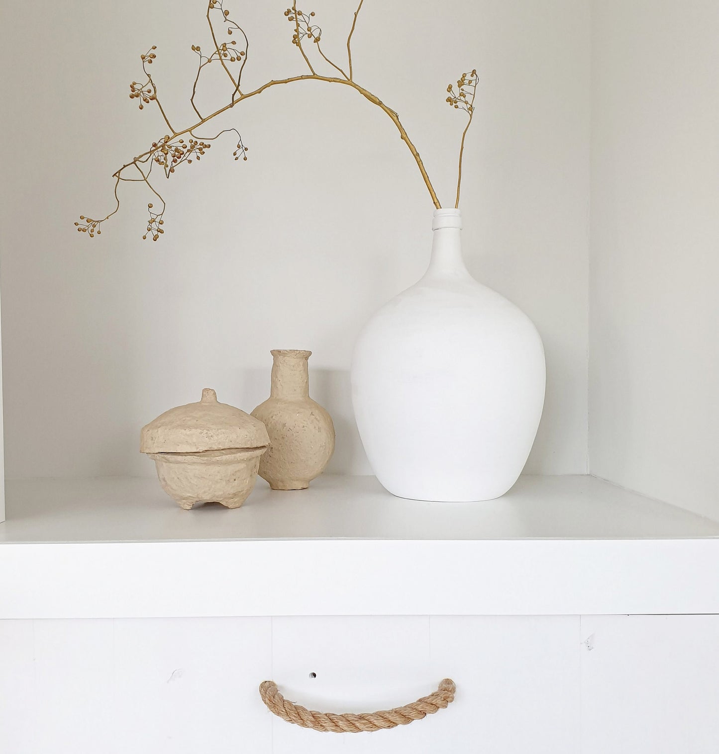 Papier-mâché pot natural with lid