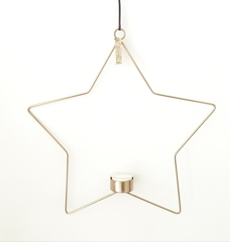 Hanging Star gold with tea light holder