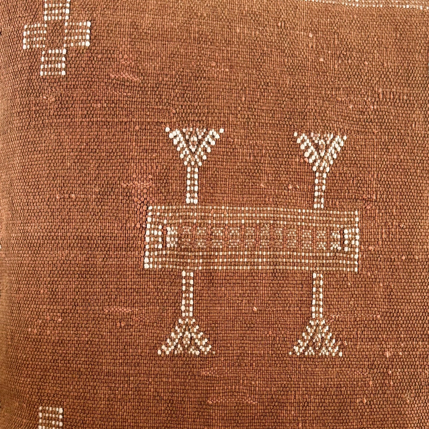 Detail foto patroon van Marokkaans sabra silk kussenhoes No.01 uit de Earth brown collectie