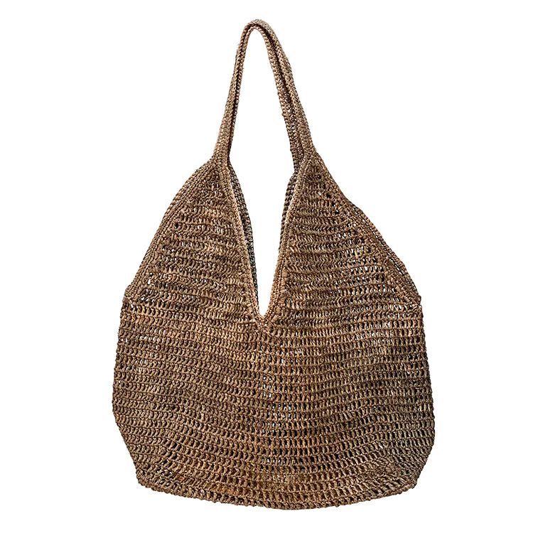 Handgevlochten raffia tas Ombinisoa in de kleur tea van Made in Mada