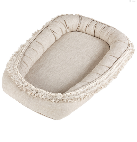 Cotton & Sweets Linen Boho Baby Nest Natural