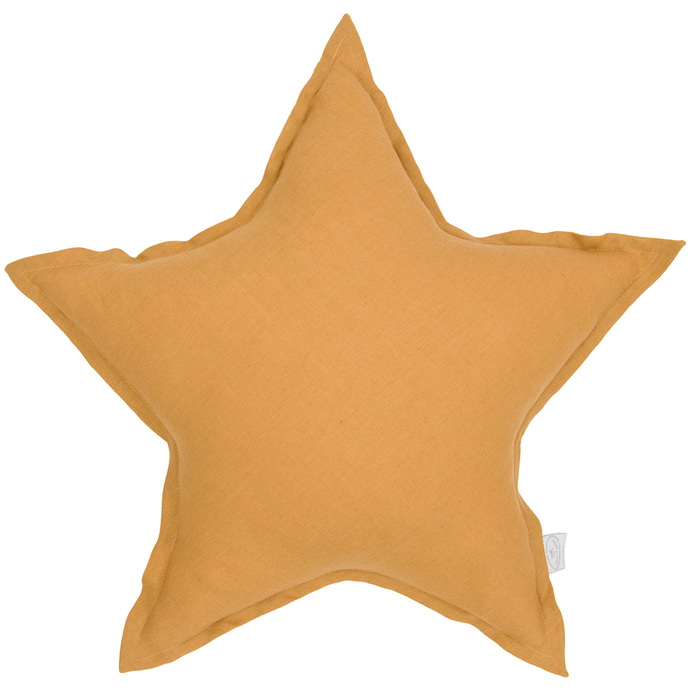 Cotton & Sweets linen star pillow Caramel Ø50cm