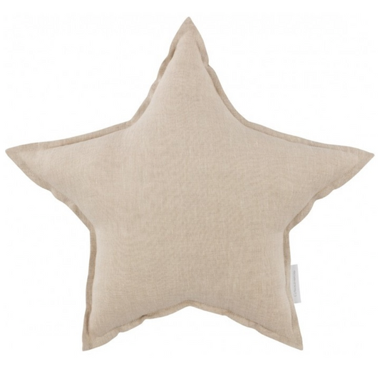 Cotton & Sweets Mini linen star cushion Natural Ø36cm