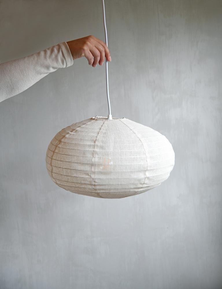 Linen lantern hanging lamp Lara