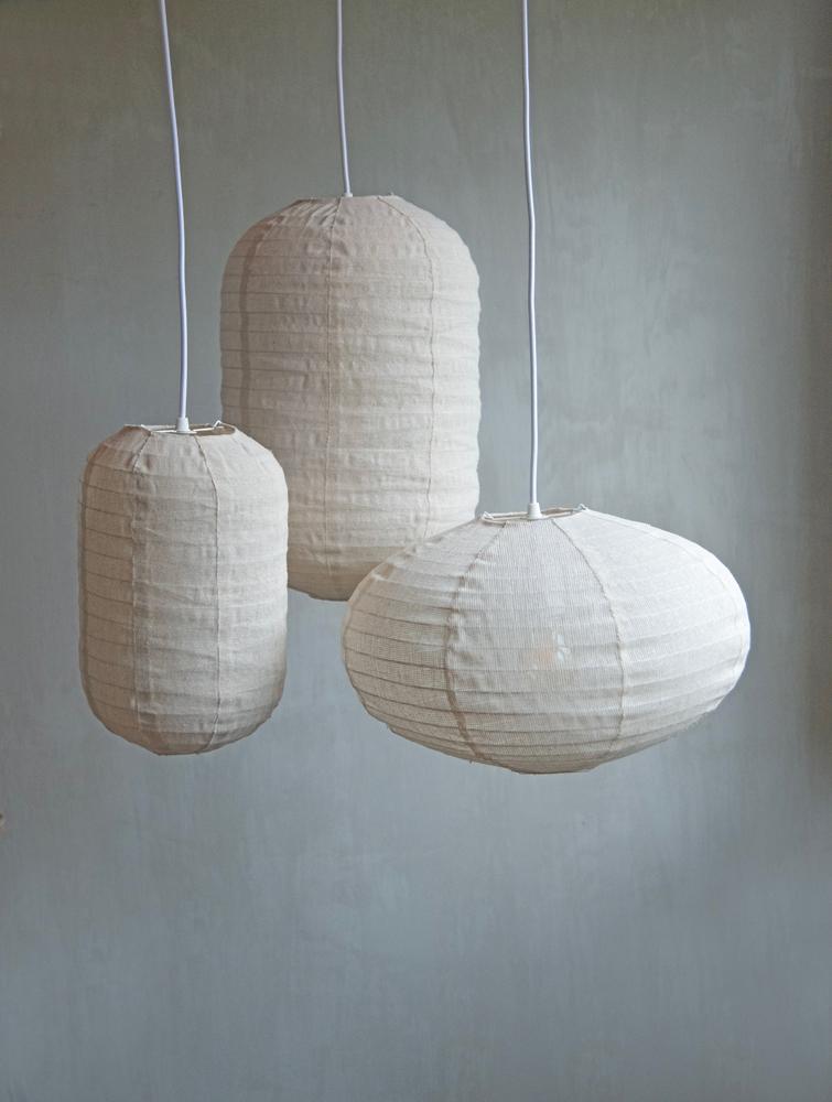 Linen lantern hanging lamp Lenn S Natural