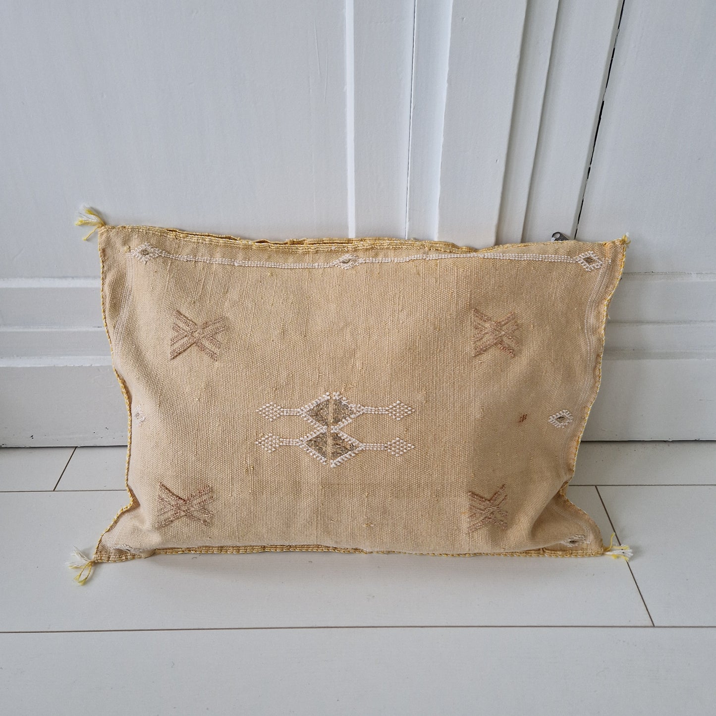 Sabra Silk cushion Vintage Yellow rectangular