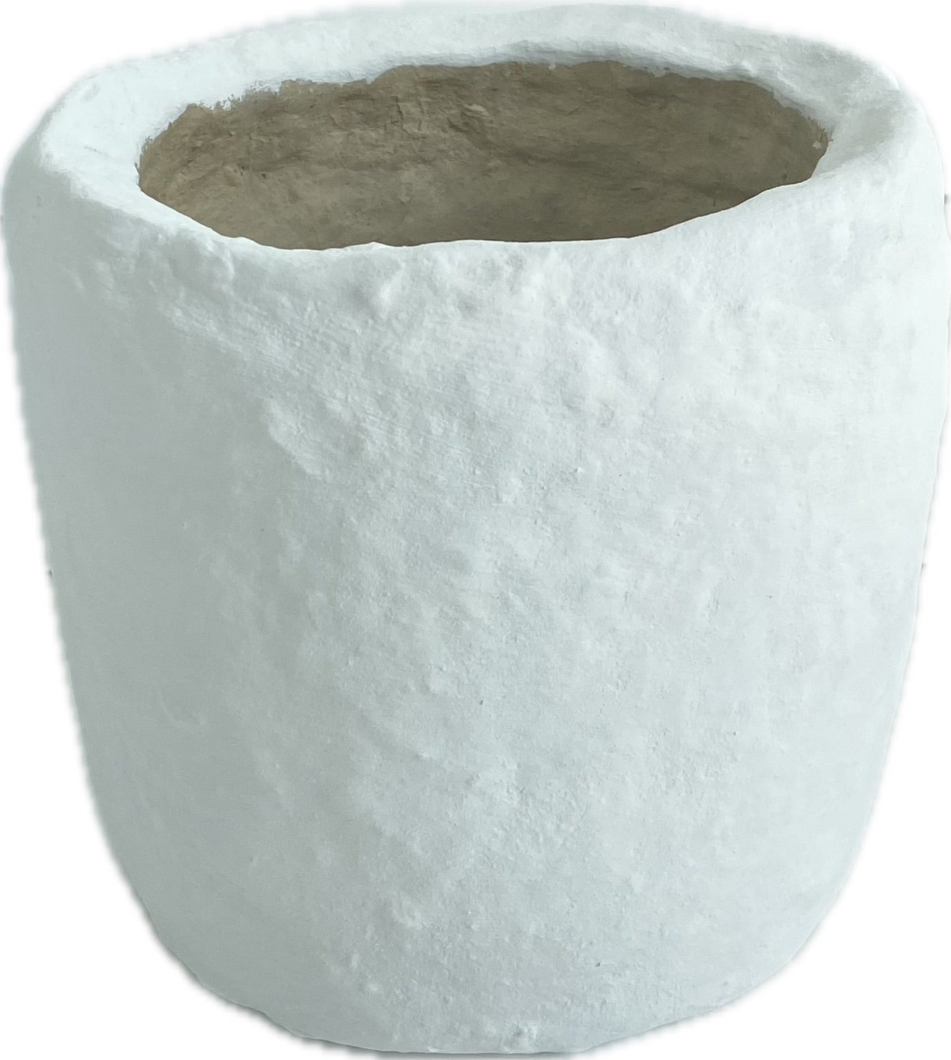 Papier-mâché pot white/natural