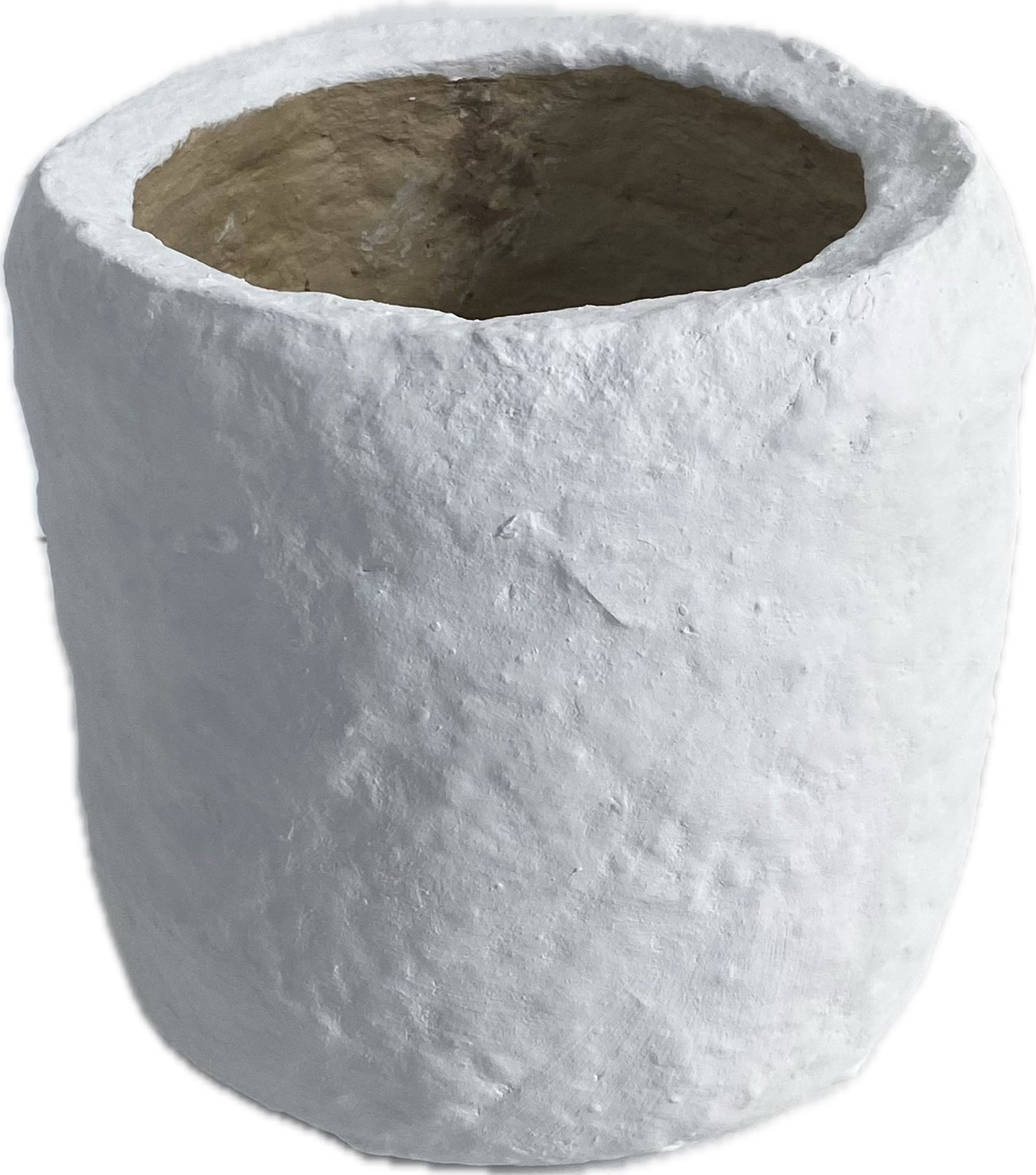 Papier-mâché pot white/natural