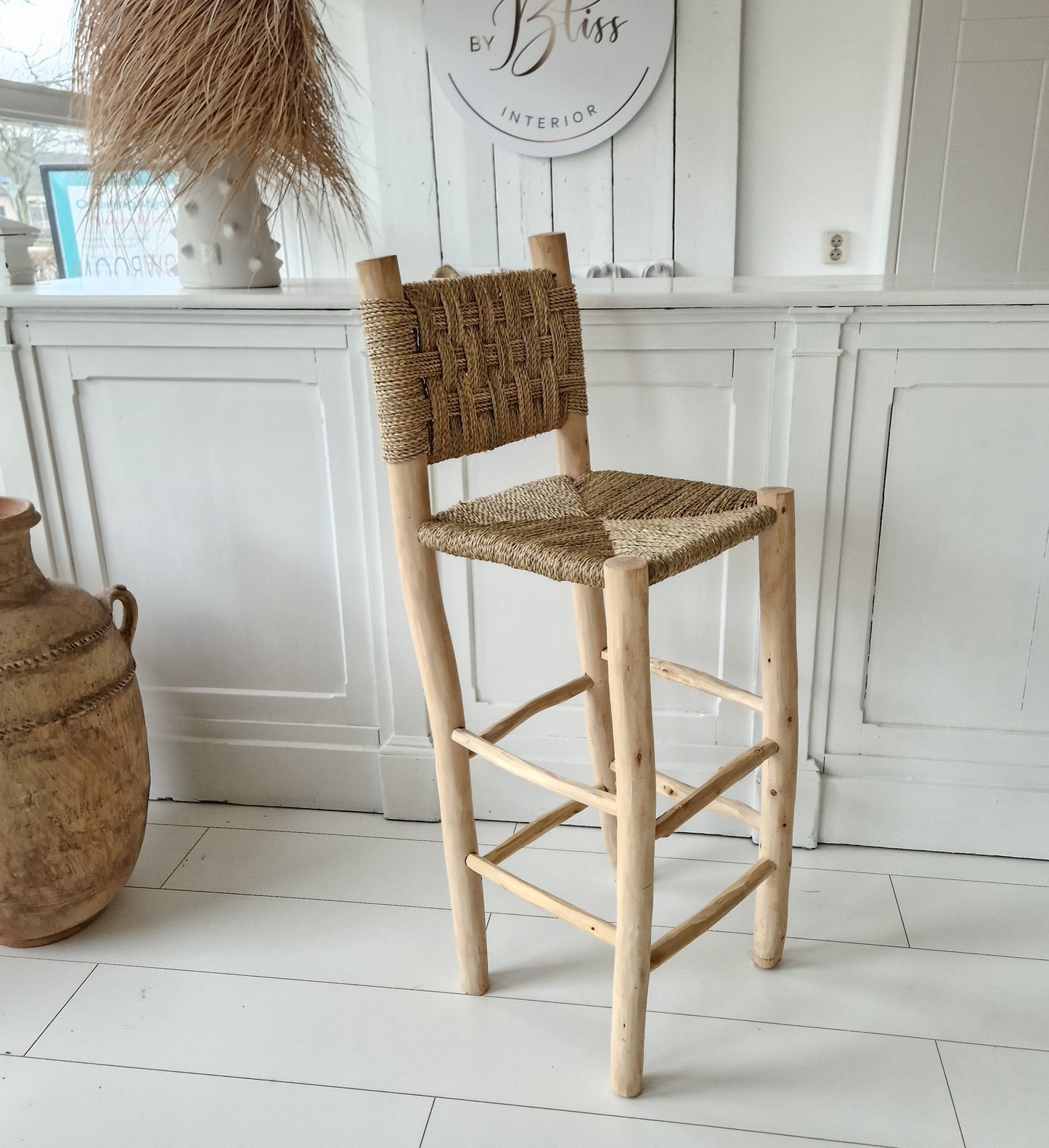 Moroccan bar stool with backrest