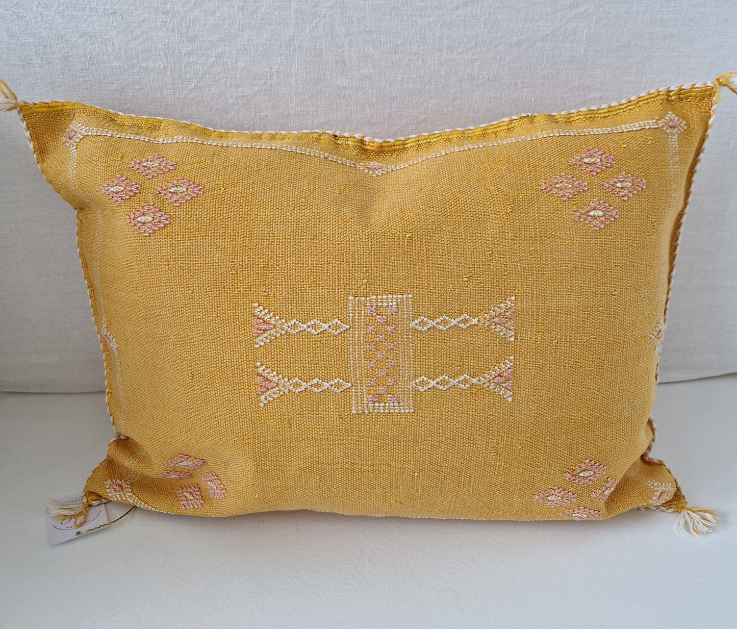 Sabra Silk cushion Yellow rectangular