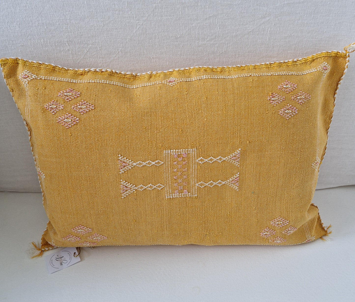 Sabra Silk cushion Yellow rectangular