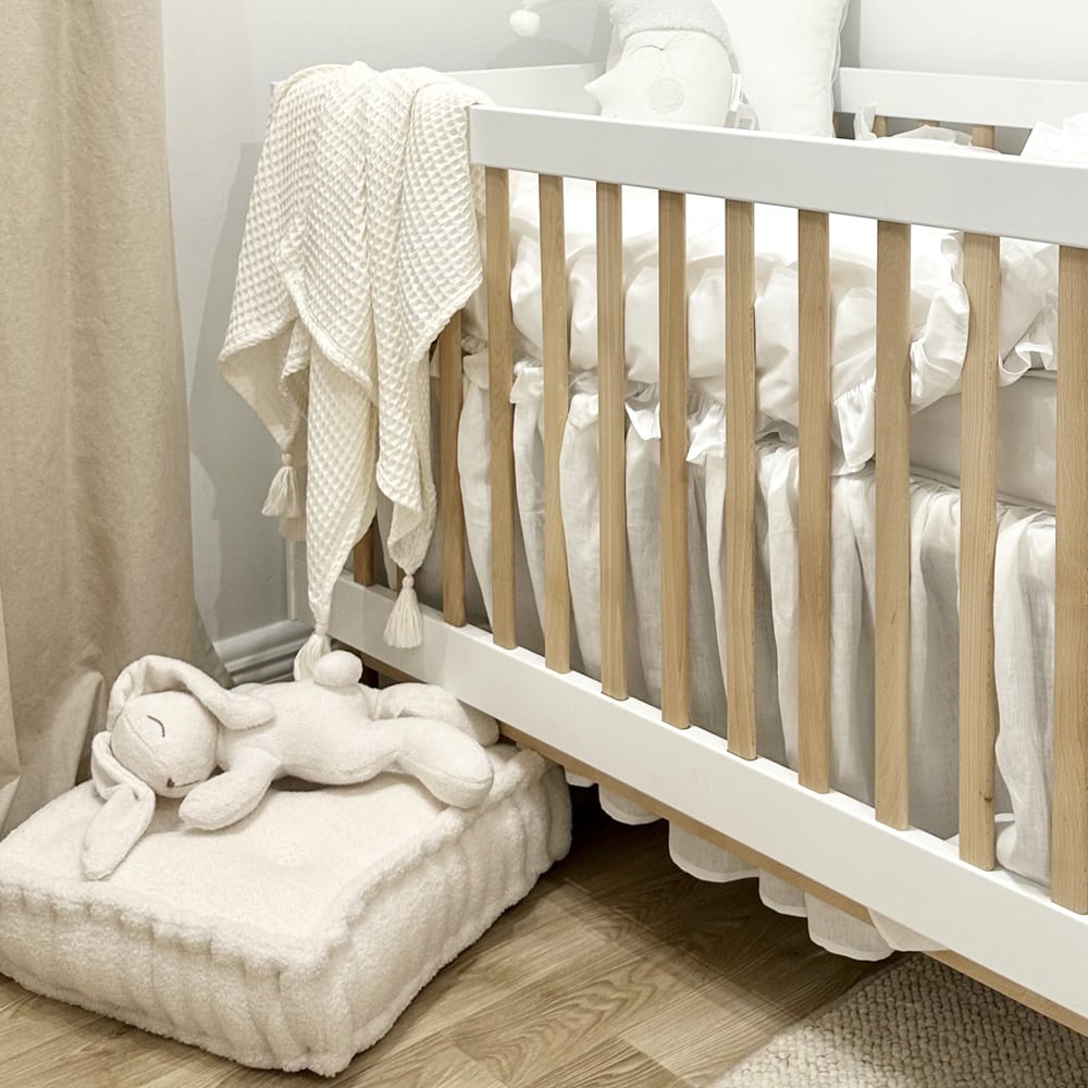 Cotton & Sweets Bamboo waffle blanket with tassels Cream
