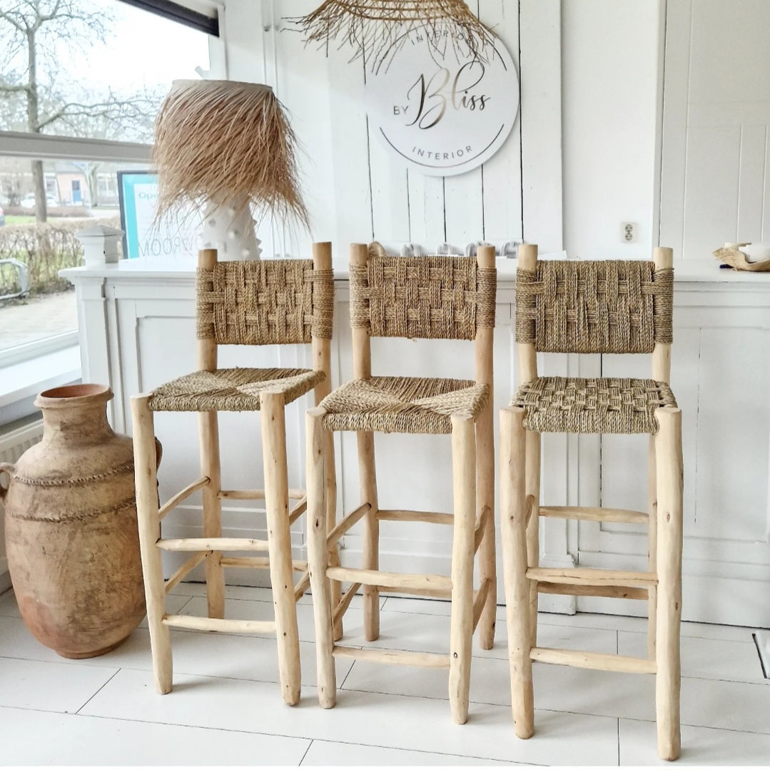 Moroccan bar stool with backrest