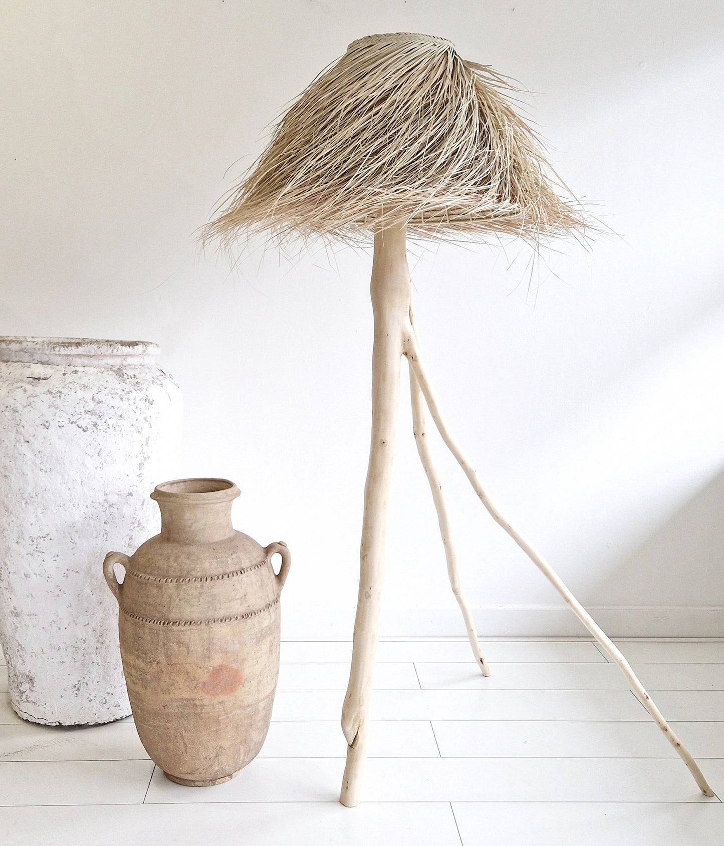 Rock the Kasbah Palm leaf floor lamp natural tapered lampshade