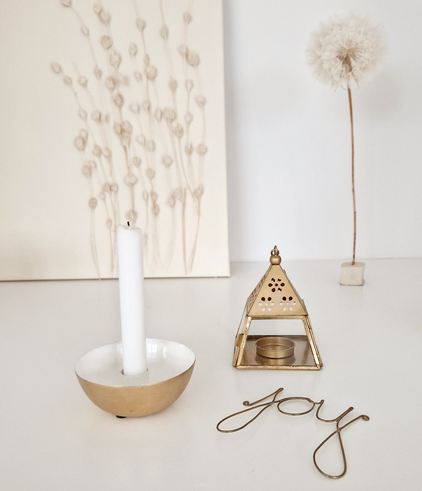 Candleholder gold/white