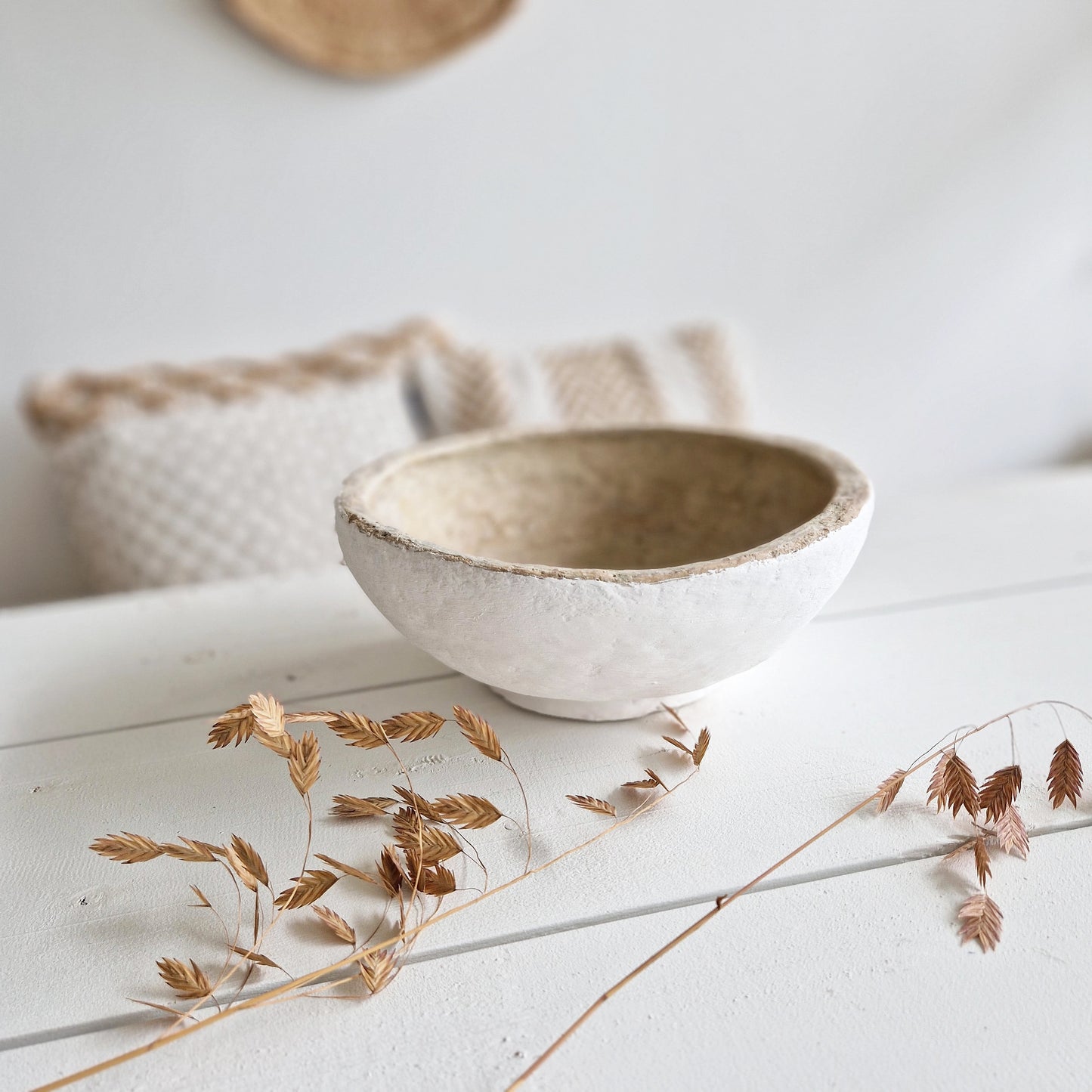 Papier-mâché bowl Small white/natural