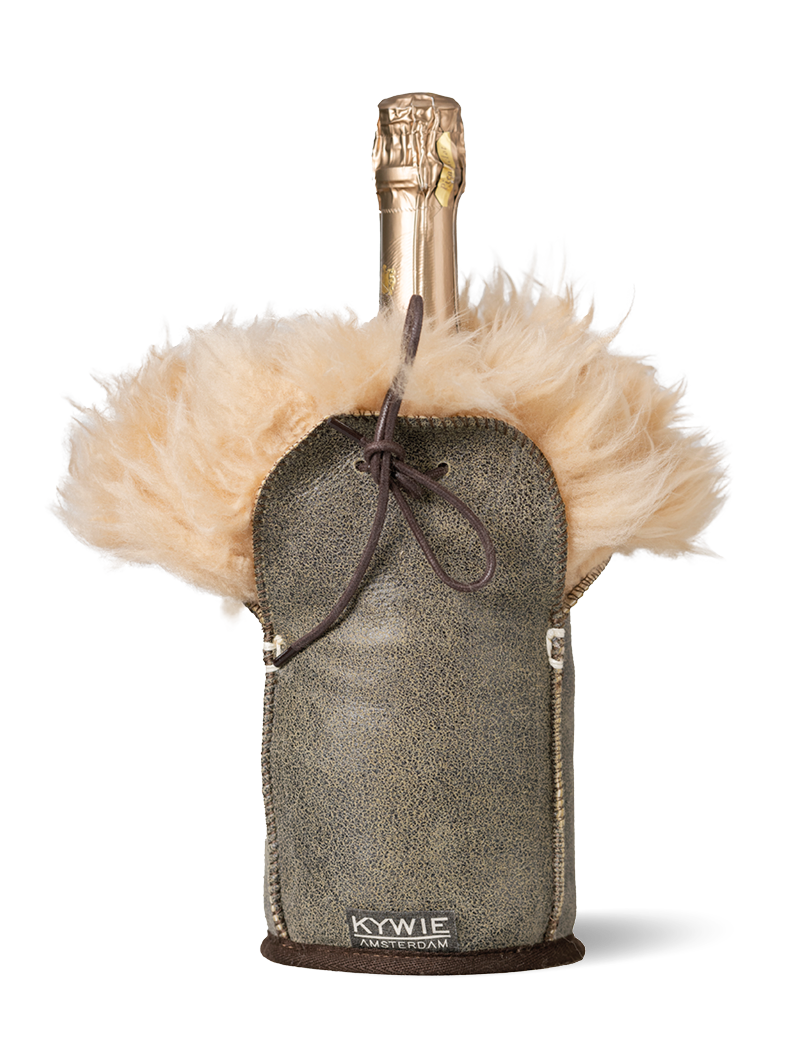 KYWIE Champagne/Wine cooler Vintage Brown Fluffy leather