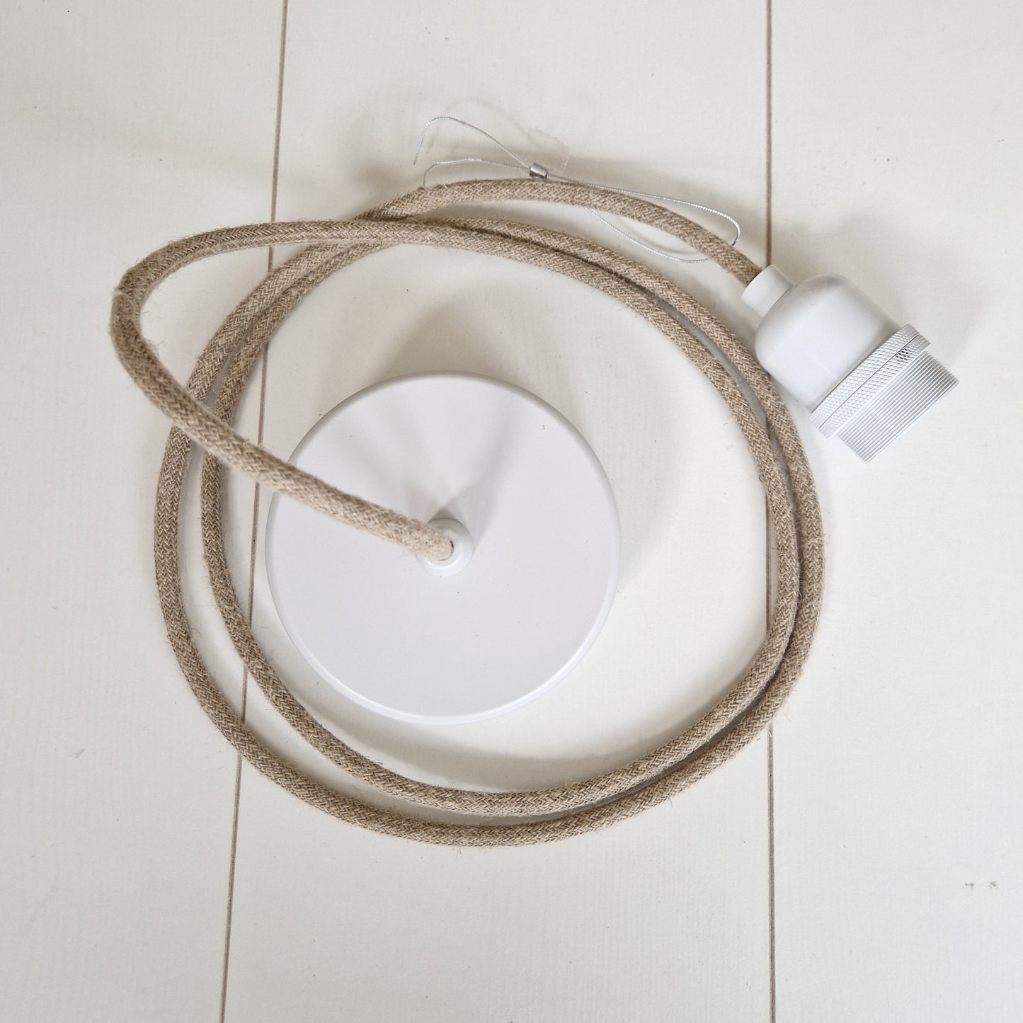 Electric system Natural Linen incl. steel cable, design fitting and ceiling cup