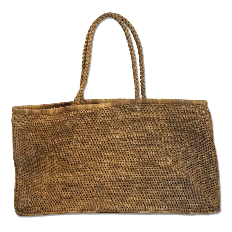 Alice 3XXL Bag Tea van Made in Mada oversized raffia tas in Tea