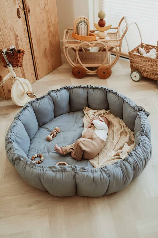 Bloom Dusty Blue Organic Babymat 3-in-1