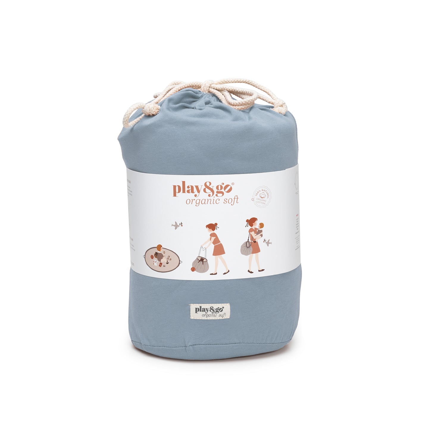 Dusty Blue Organic Babymat/Toy bag/Diaper bag 3-in-1